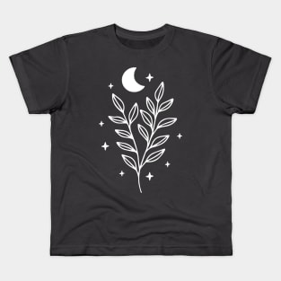 Moon and Floral Sprig Kids T-Shirt